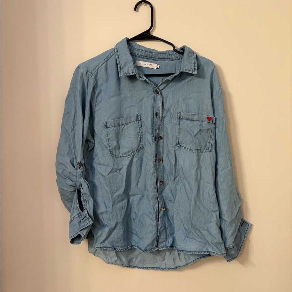 Blue Denim Button-Up Shirt